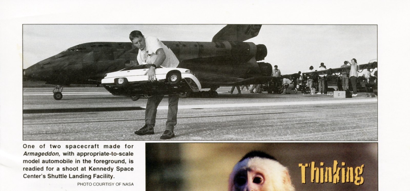 One of two spacecraft made for Armageddon, on location at Kennedy Space Center's Shuttle Landing Facility