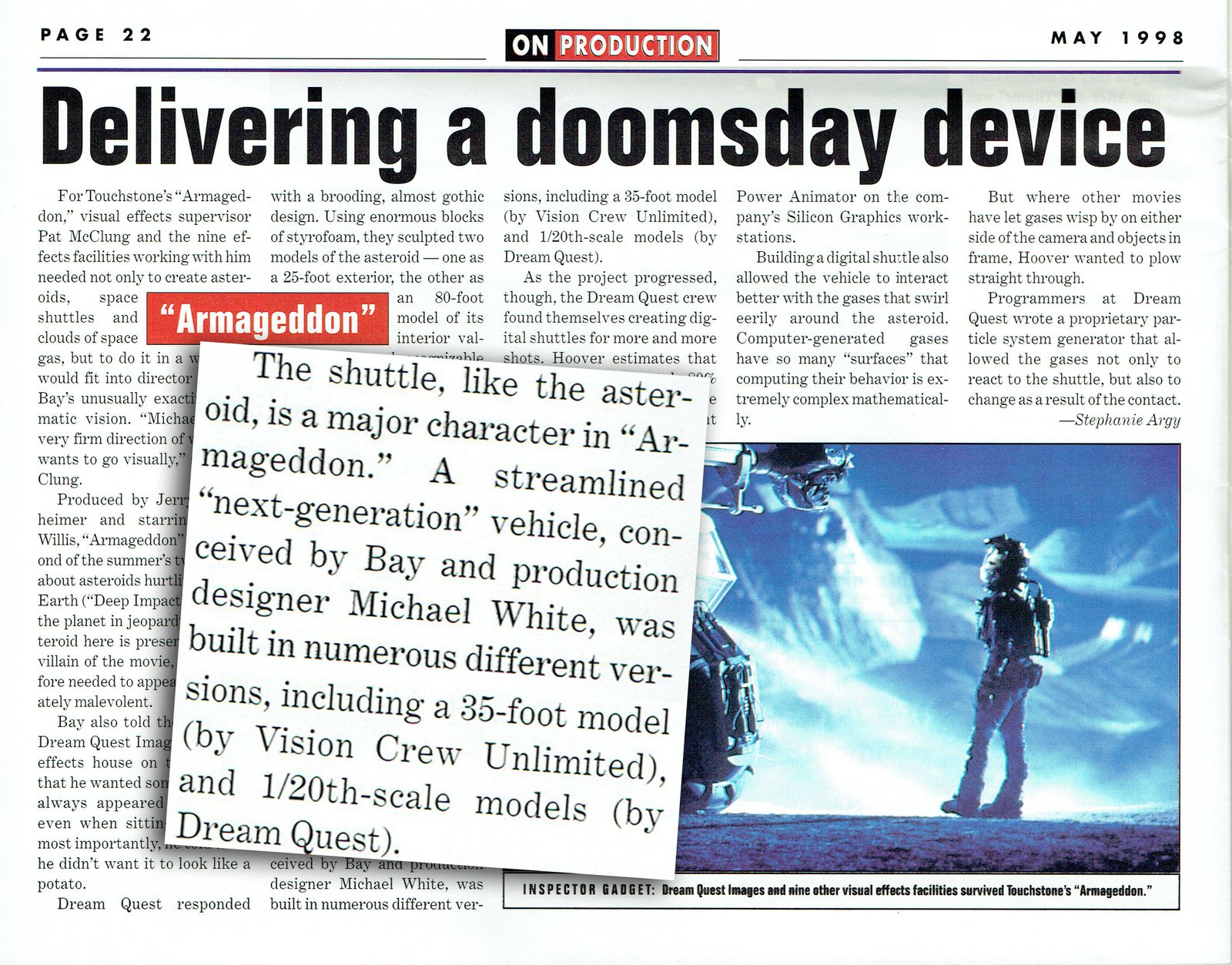 On Production, Variety, May 1998