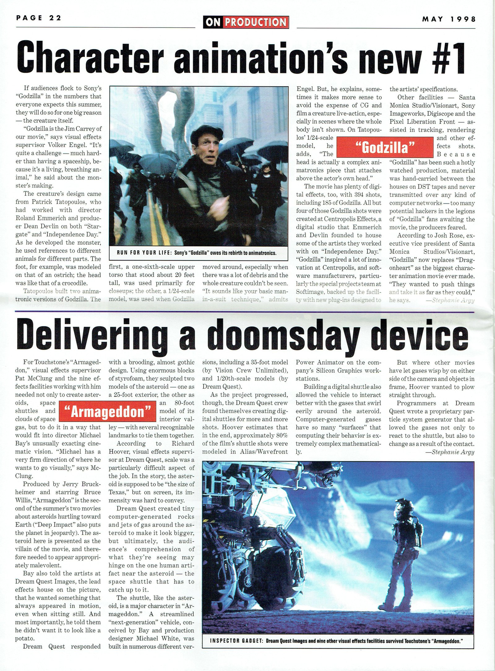 On Production, Variety, May 1998, p. 22