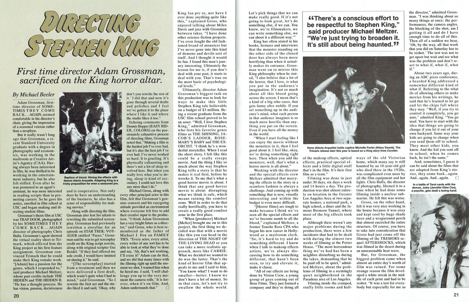 Directing Stephen King, the feature, part two